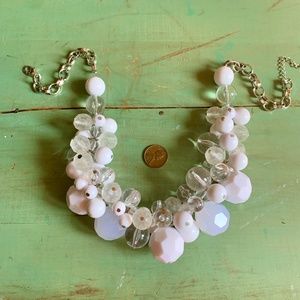 Cha Cha White Clear & Frosted Bubble Bead Necklace